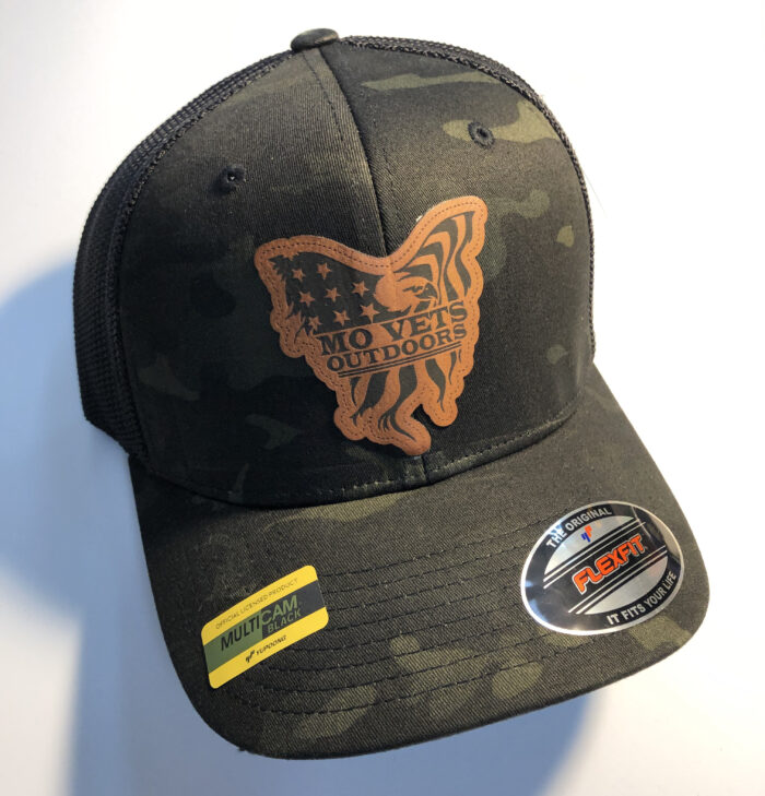 Mo Vets Outdoors Black Leather Patched Hat